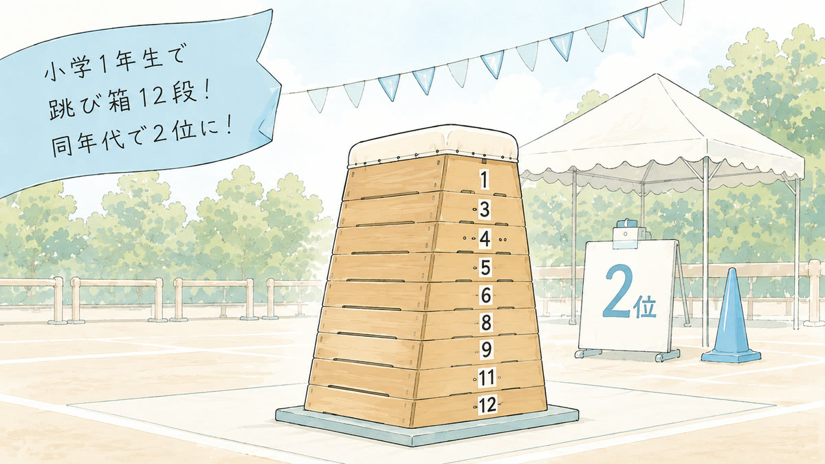 跳び箱12段を跳ぶ、小学1年生の話